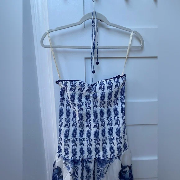 Farm Rio Blue and White Maxi Scarf Dress - Picture 4 of 10